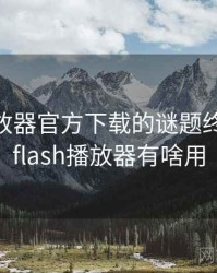 flash播放器官方下载的谜题终于解开，flash播放器有啥用